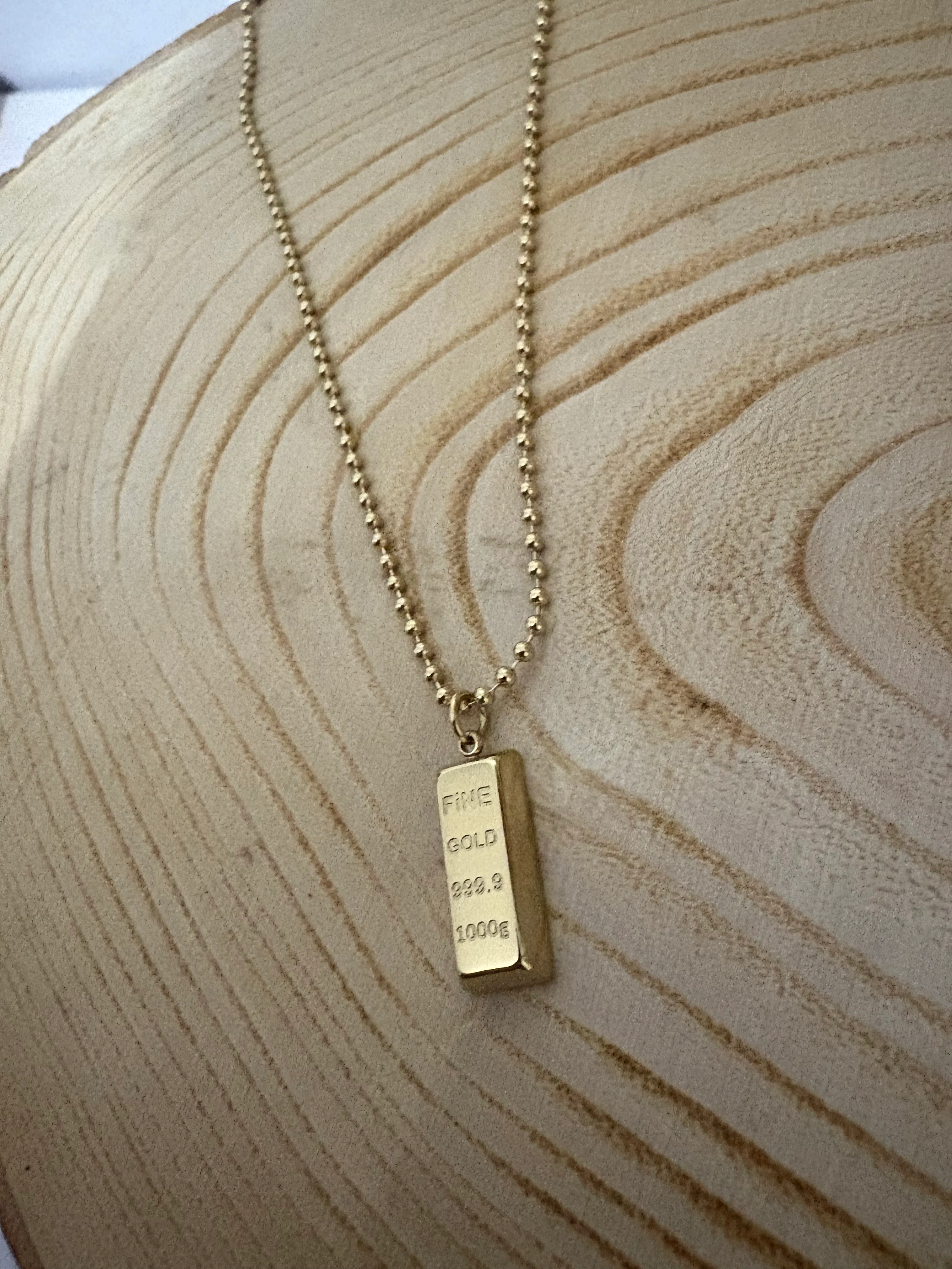 14K Renginde Dorika Zincir Külçe Altın Kolye