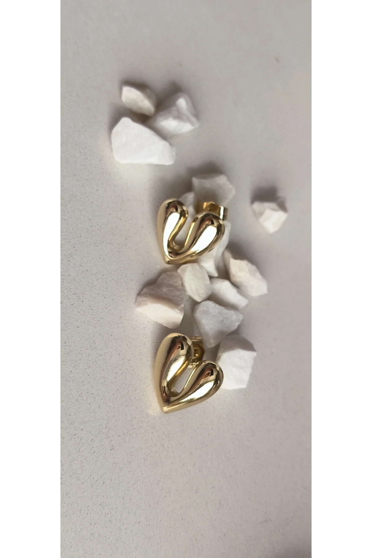 Vip Döküm Kalp Model Küpe Kararmaz 14K Rengindedir