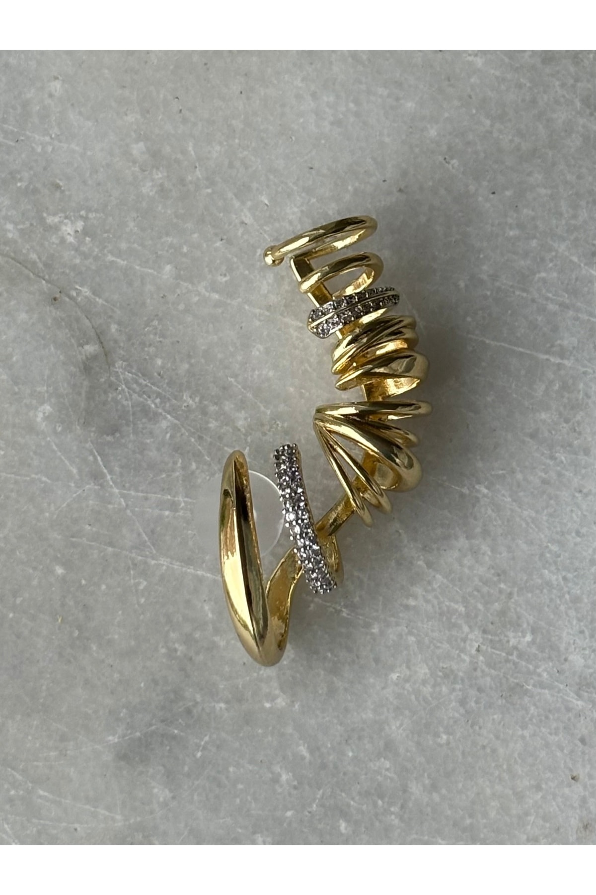 Altın Kaplama Tek Küpe Çoklu Görünümlü Tasarım Küpe Kararmaz 14K Rengindedir