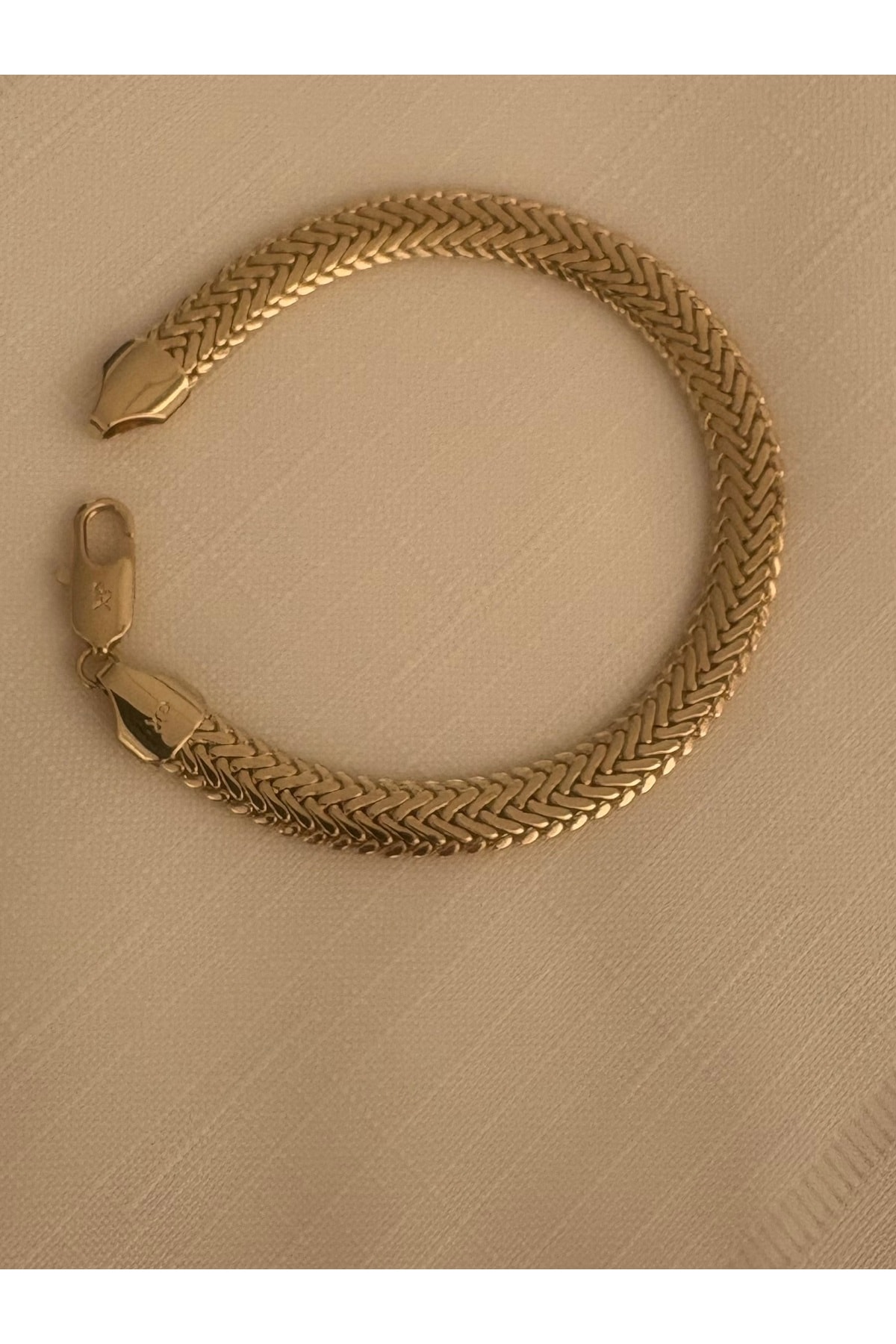 1 Nolu Altın Kaplama Kalın Balıksırtı Model Bileklik Kararmaz 14K Rengindedir 20 cm
