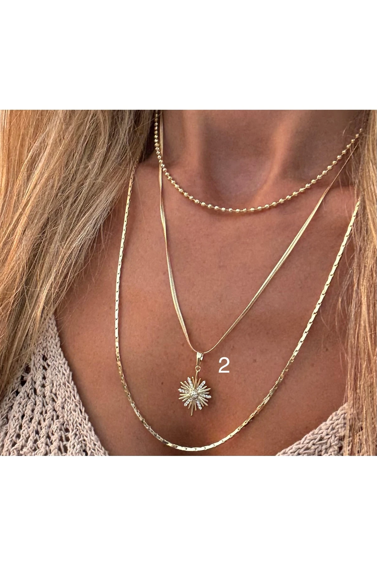 2Nolu İtalyan Uassı Zincir Kutup Yıldızlı Kolye 45 cm