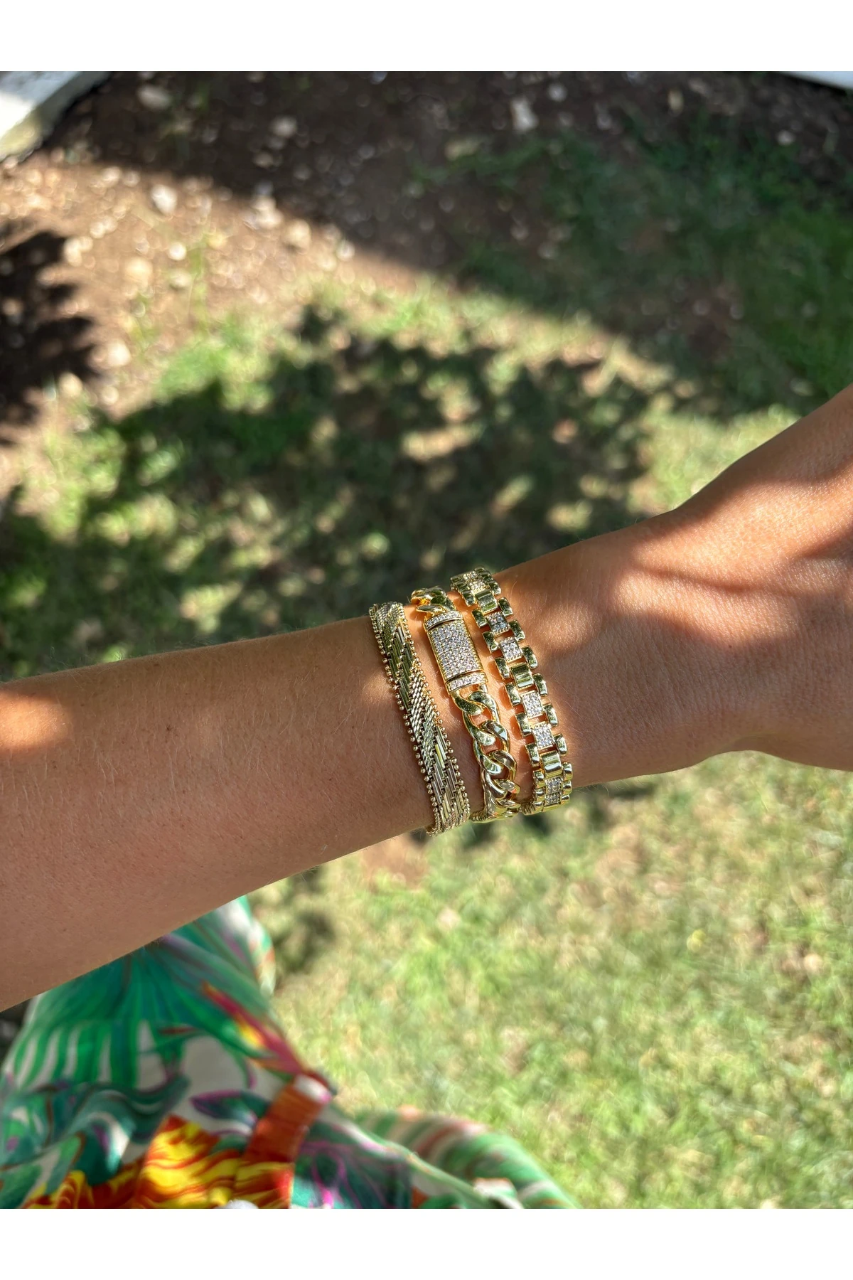 3Nolu Altın Kaplama Kordon Model Bileklik Kararmaz 14K Rengindedir