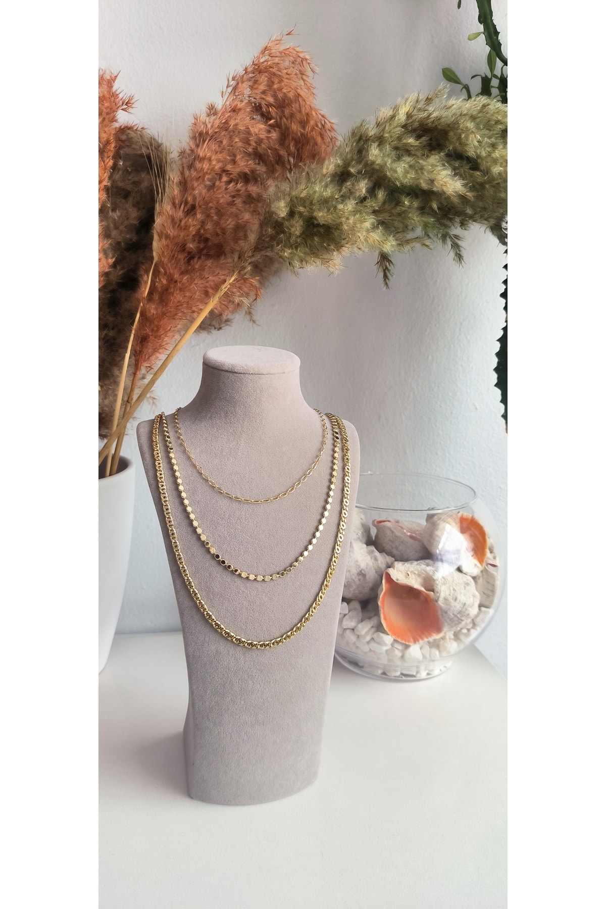 Vip İnce Halka Model Kolye Kararmaz 14K Rengindedir 45cm