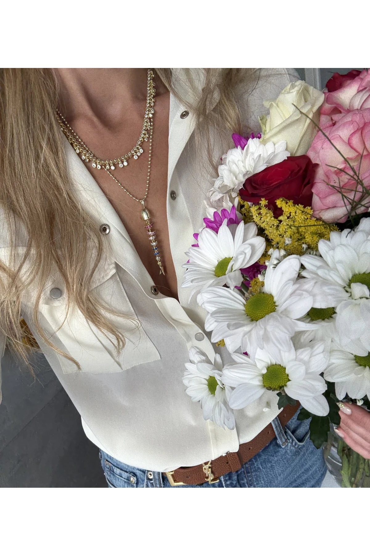 Altın Kaplama Renkli Taşlı Balık Model Kokye Kararmaz 14K Rengindedir 50 + 5 cm