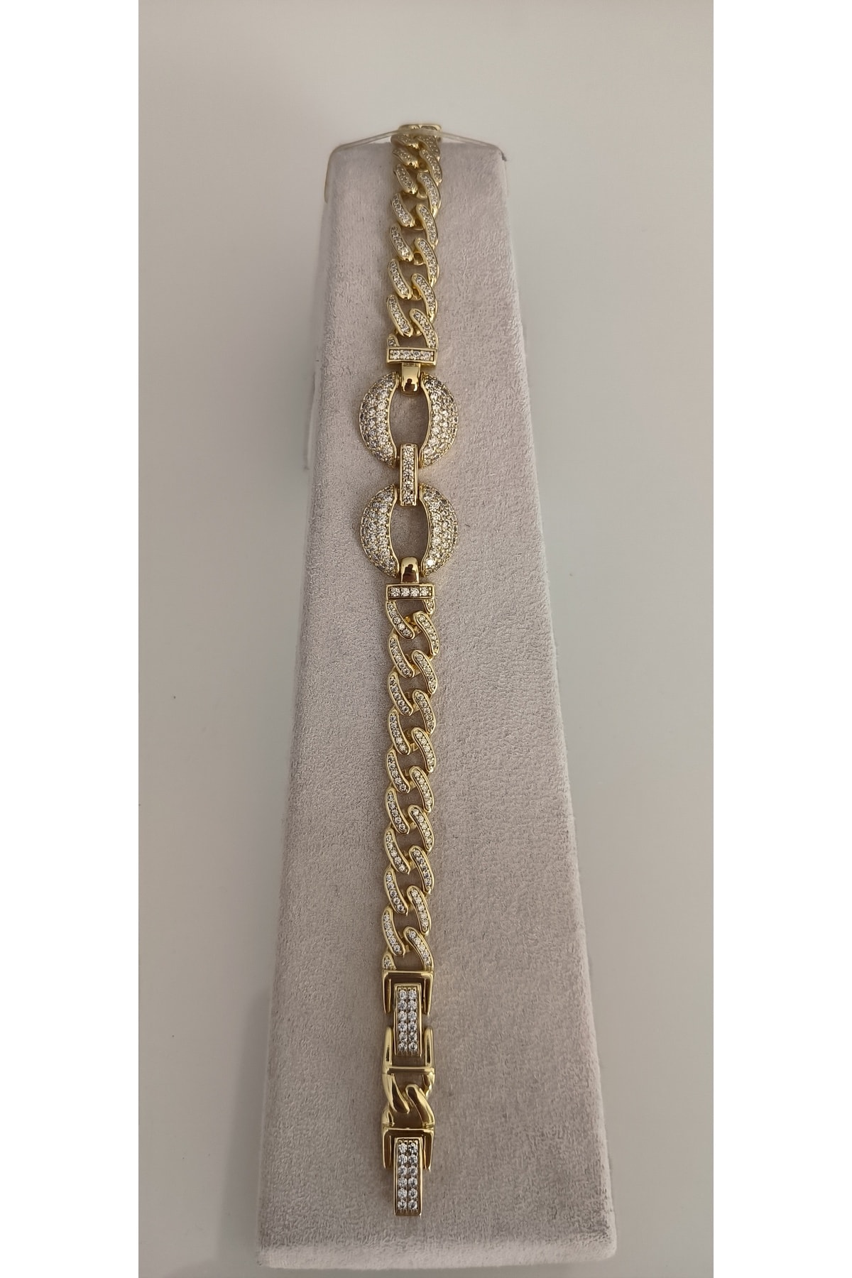 Vip Zirkon Taşlı Gurmet Model Bileklik Kararmaz 14k Rengindedir 17 2cm
