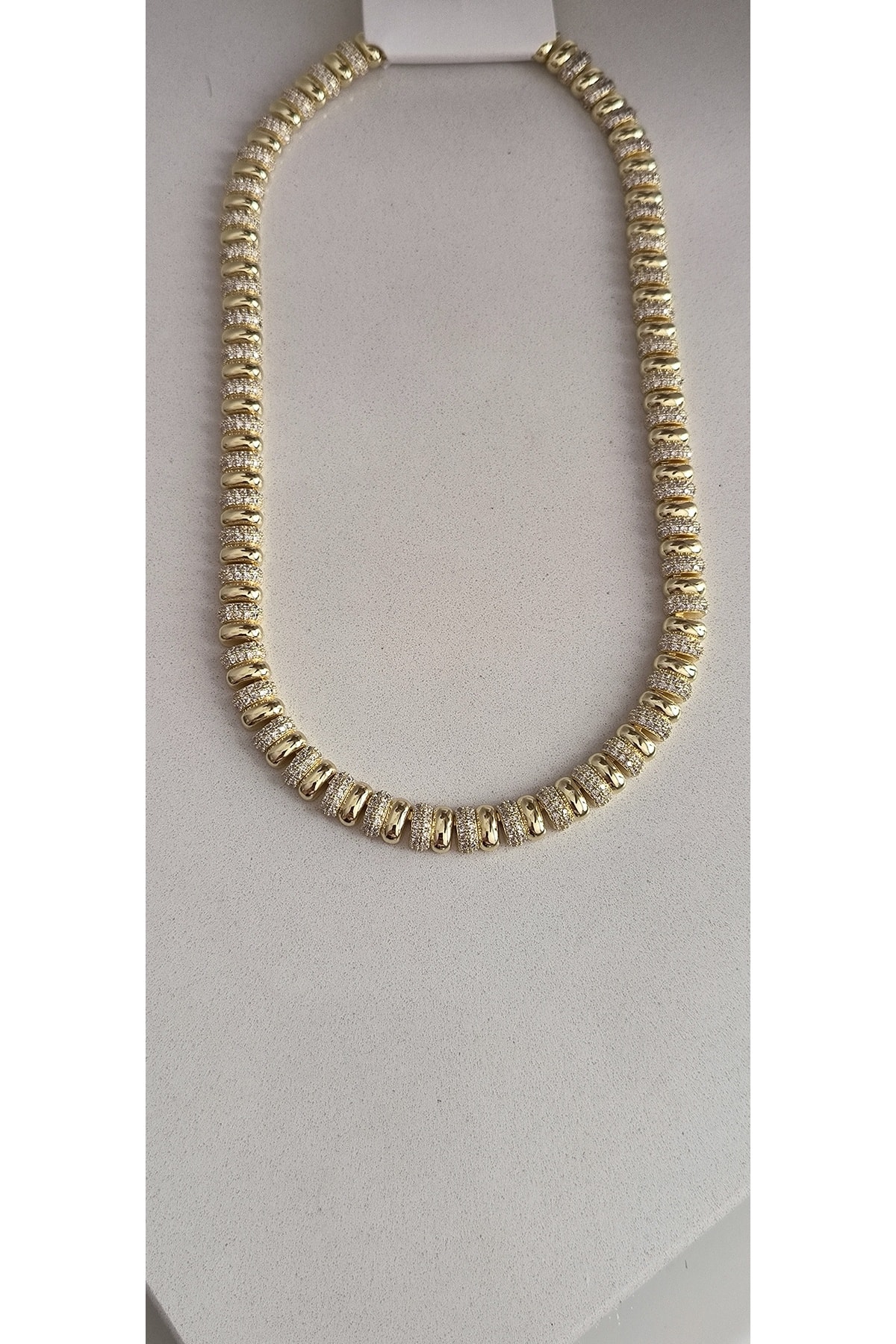 Altın Kaplama Özel Seri Modern Kolye 48cm Kararmaz 14K Rengindedir