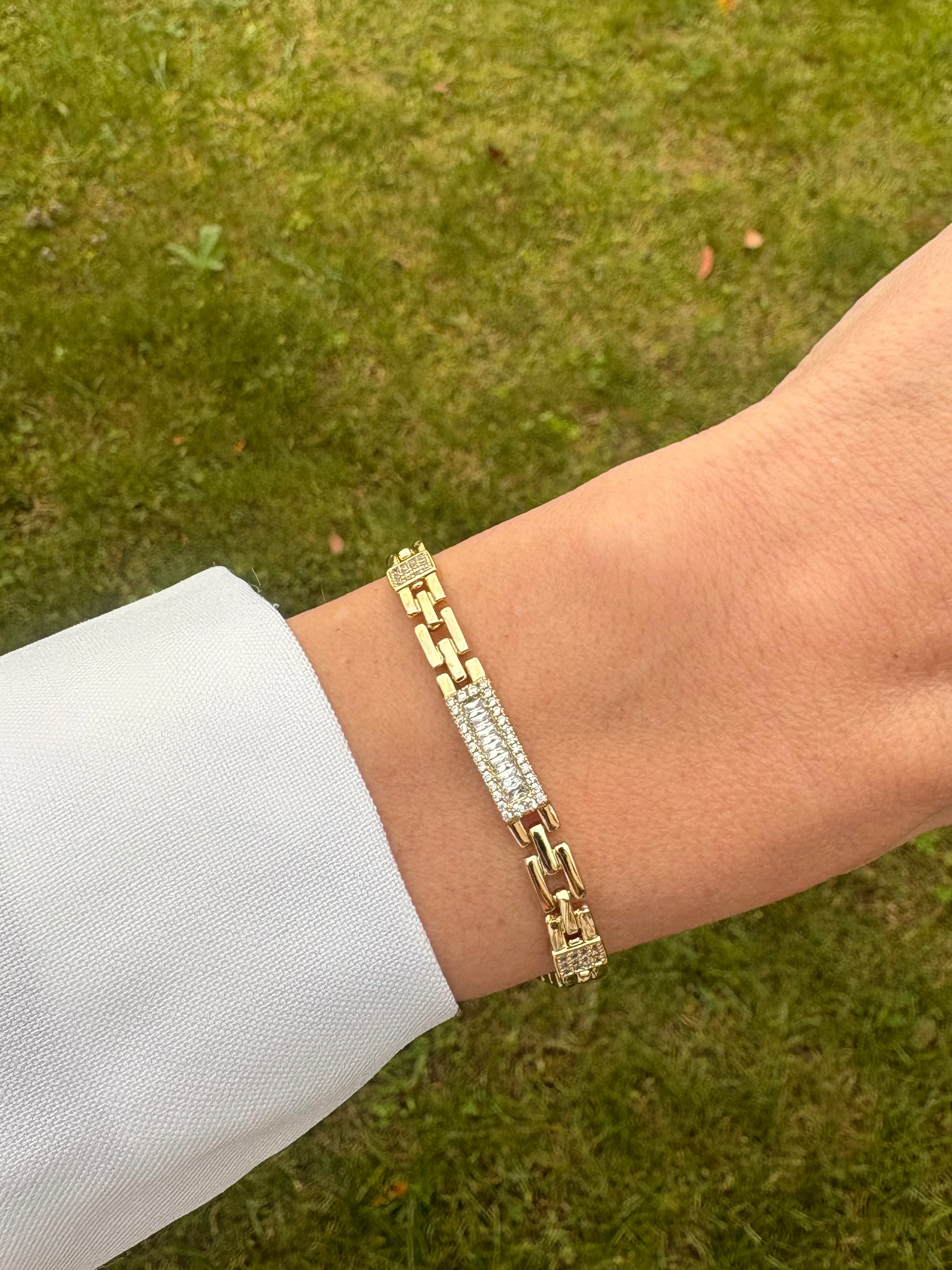 Dikdörtgen Taşlı Kordon Model Bileklik