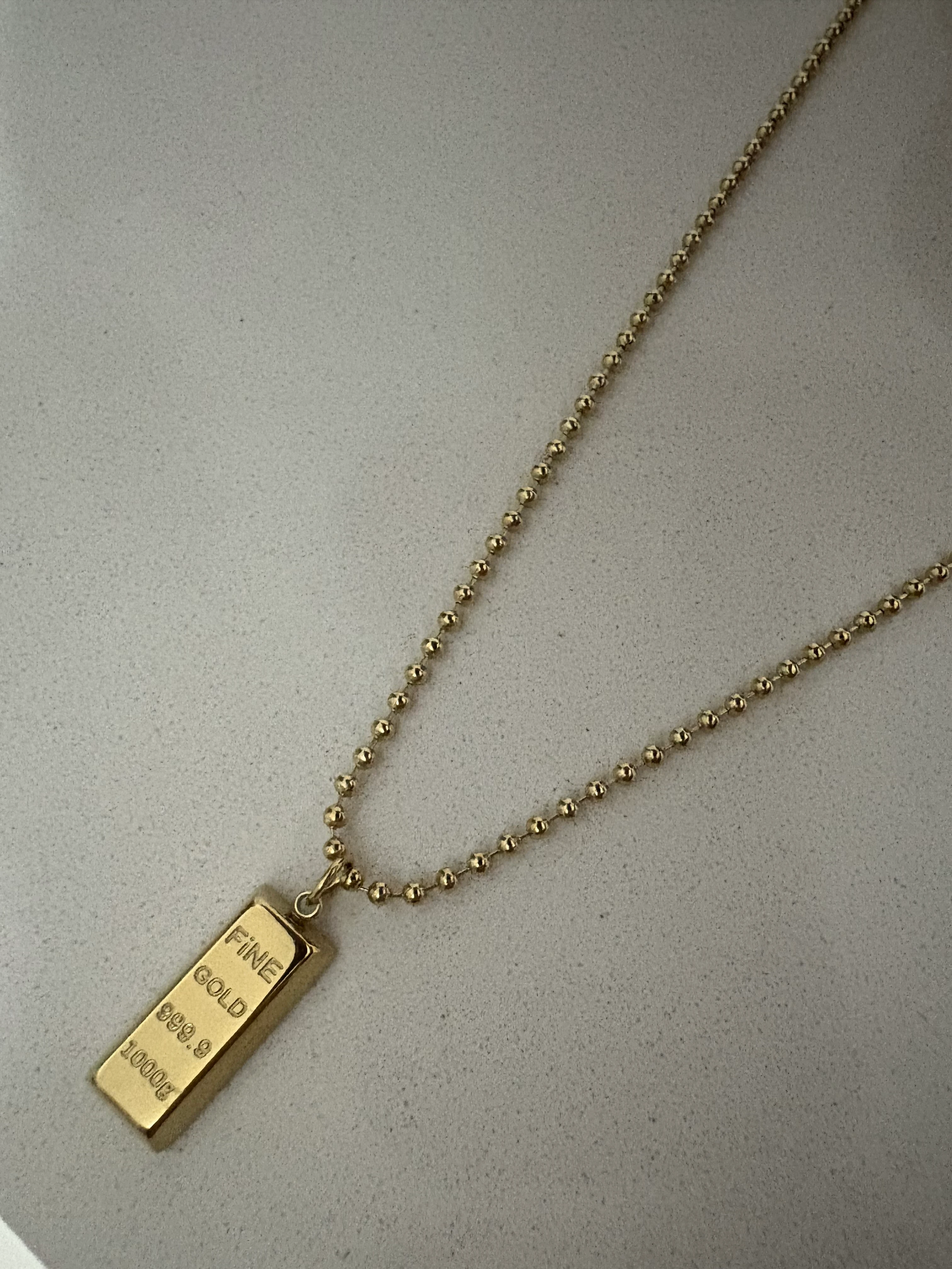 14K Renginde Dorika Zincir Külçe Altın Kolye