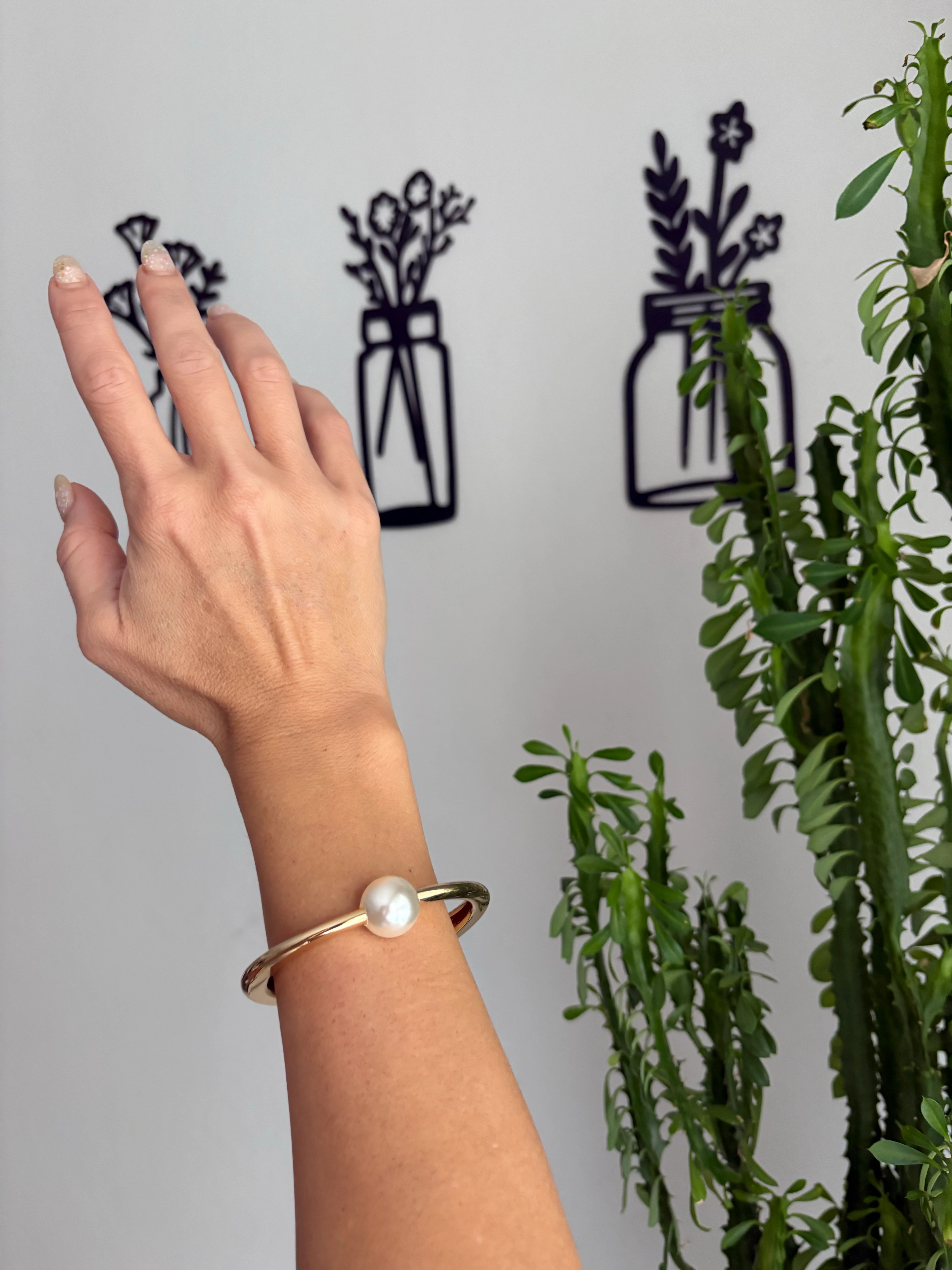 Altın Kaplama İnci Model Yaylı Kelepçe Kararmaz 14K Rengindedir