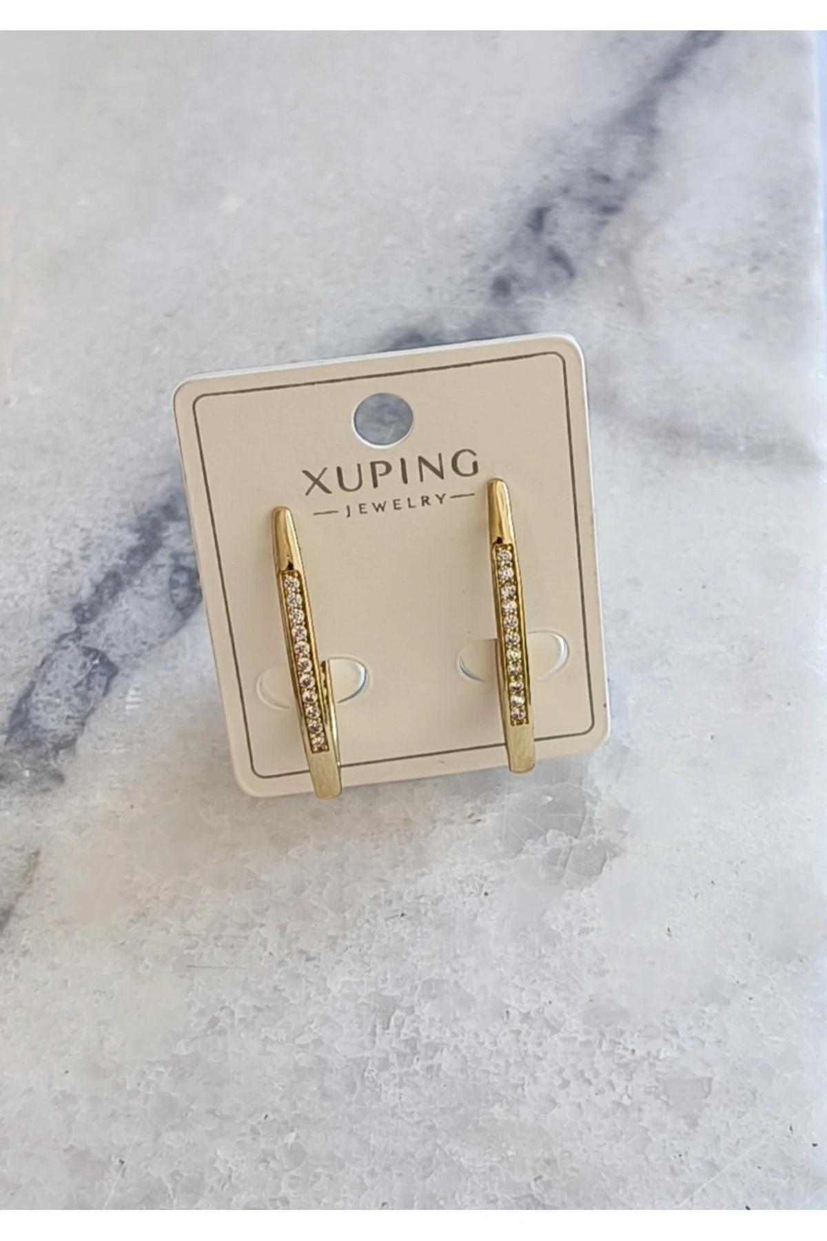 Altın Kaplama Oval İnce SuYolu Küpe Kararmaz 14K Rengindedir