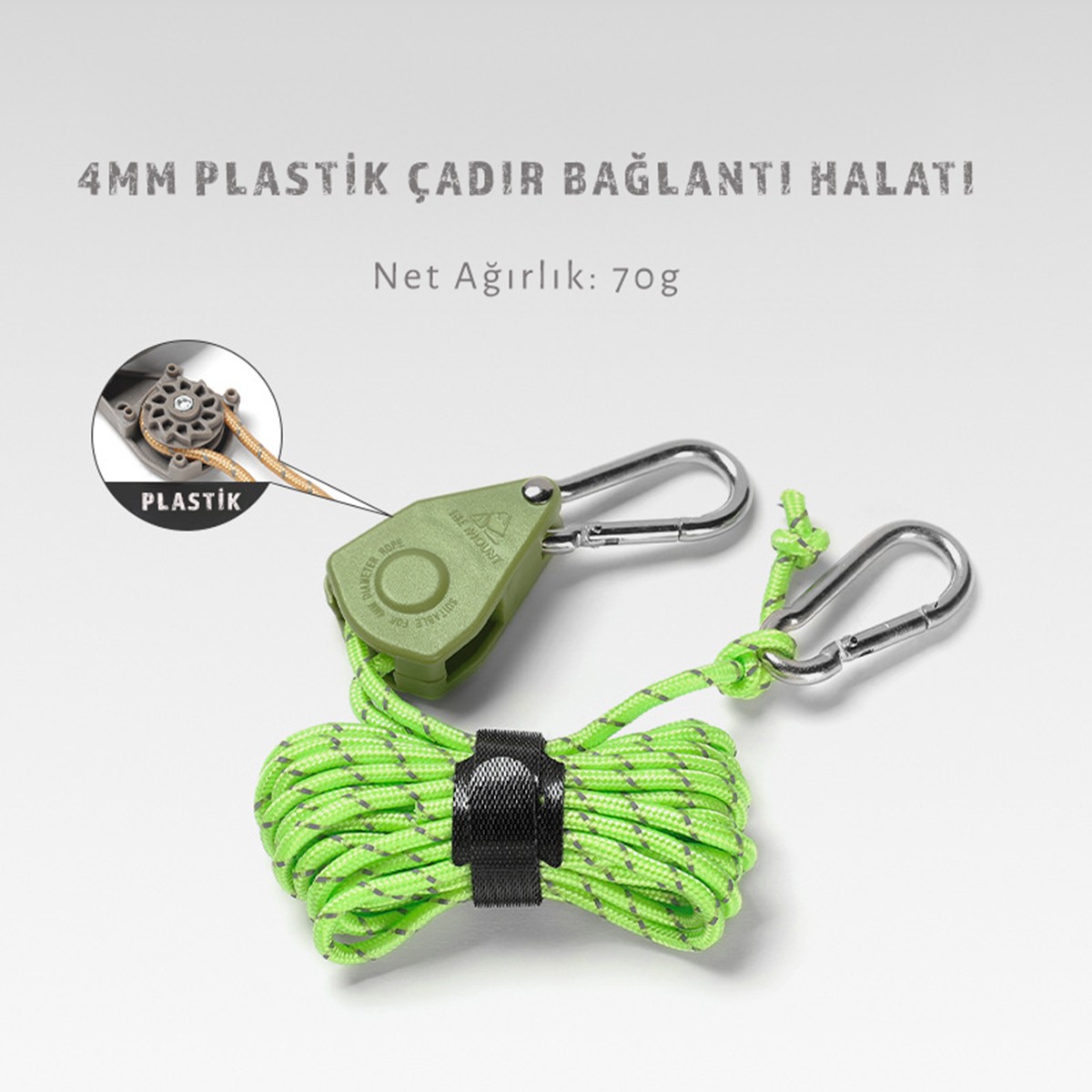 SF-KMP003 4MM PLASTİK ÇADIR BAGLANTI HALATI - YEŞİL