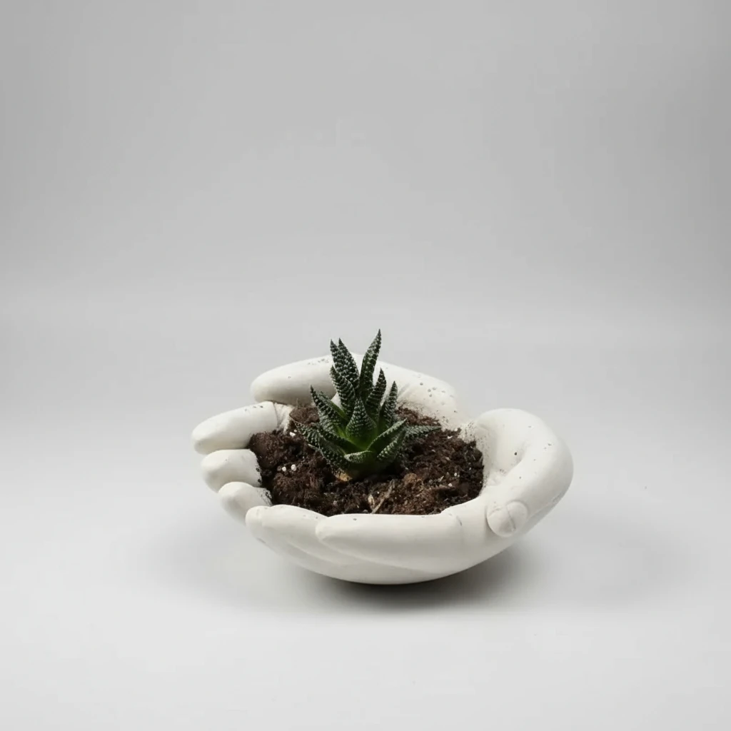 Avuç Beton Sukulent Saksısı