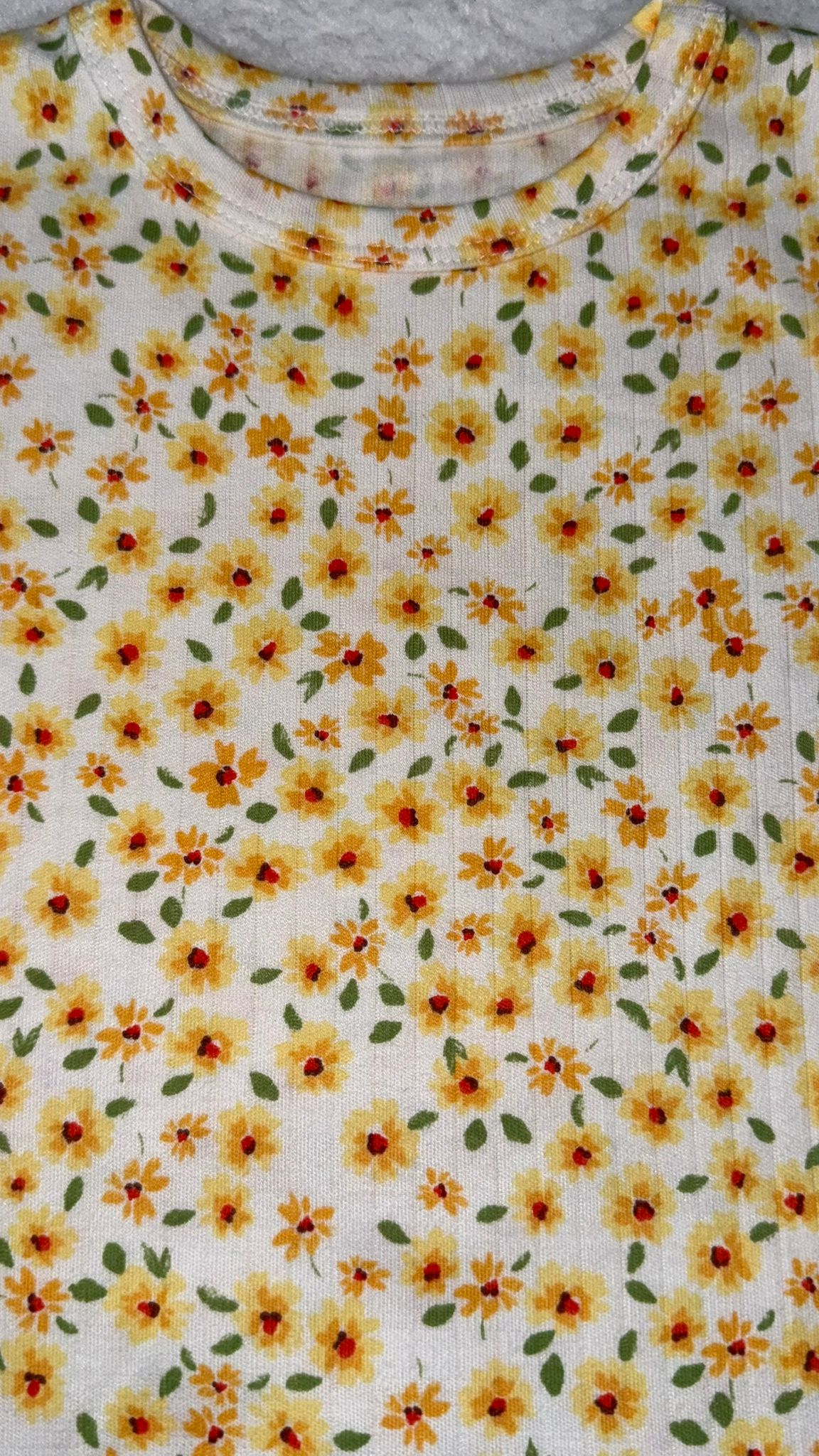 SARI ÇİÇEKLİ PİJAMA TAKIMI