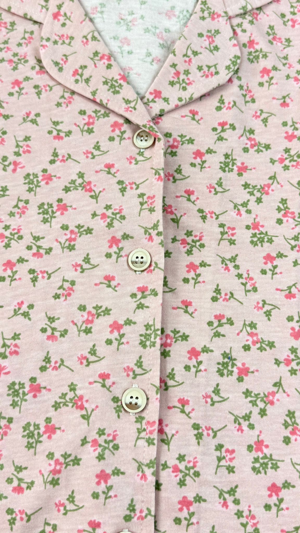 YAKALI PEMBE ÇİÇEKLİ PİJAMA TAKIMI