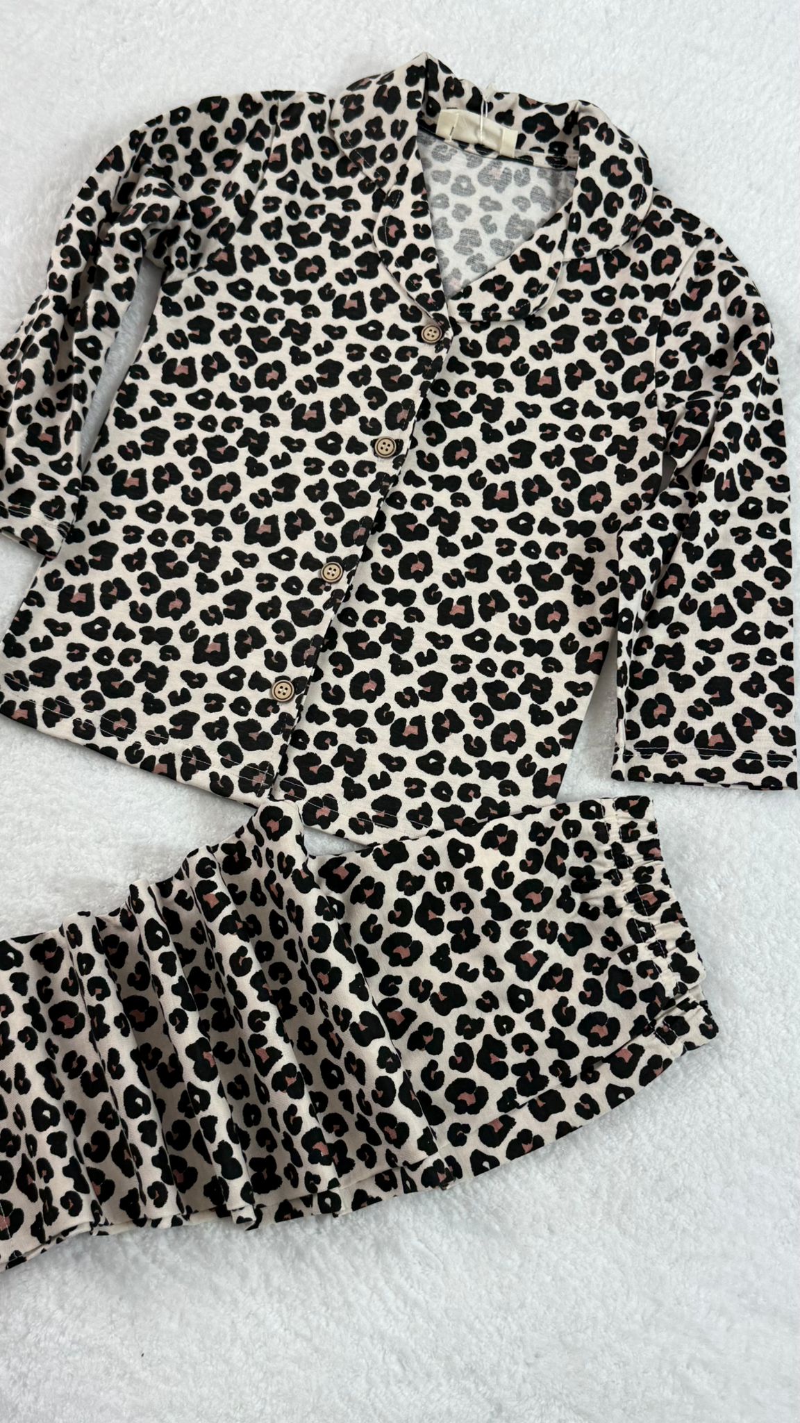 YAKALI LEOPAR PİJAMA TAKIMI
