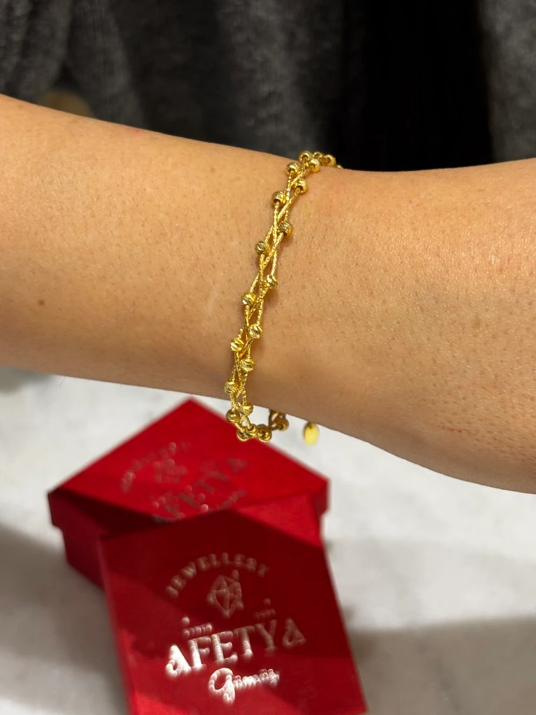 925 Ayar Gümüş Üzeri 22 Ayar Altın Kaplama Dorika Sarmalı Kelepçe