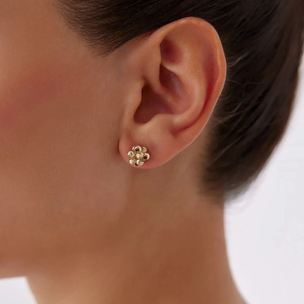 925 Ayar Gümüş Üzeri Altın Kaplama Dorika Balon Küpe