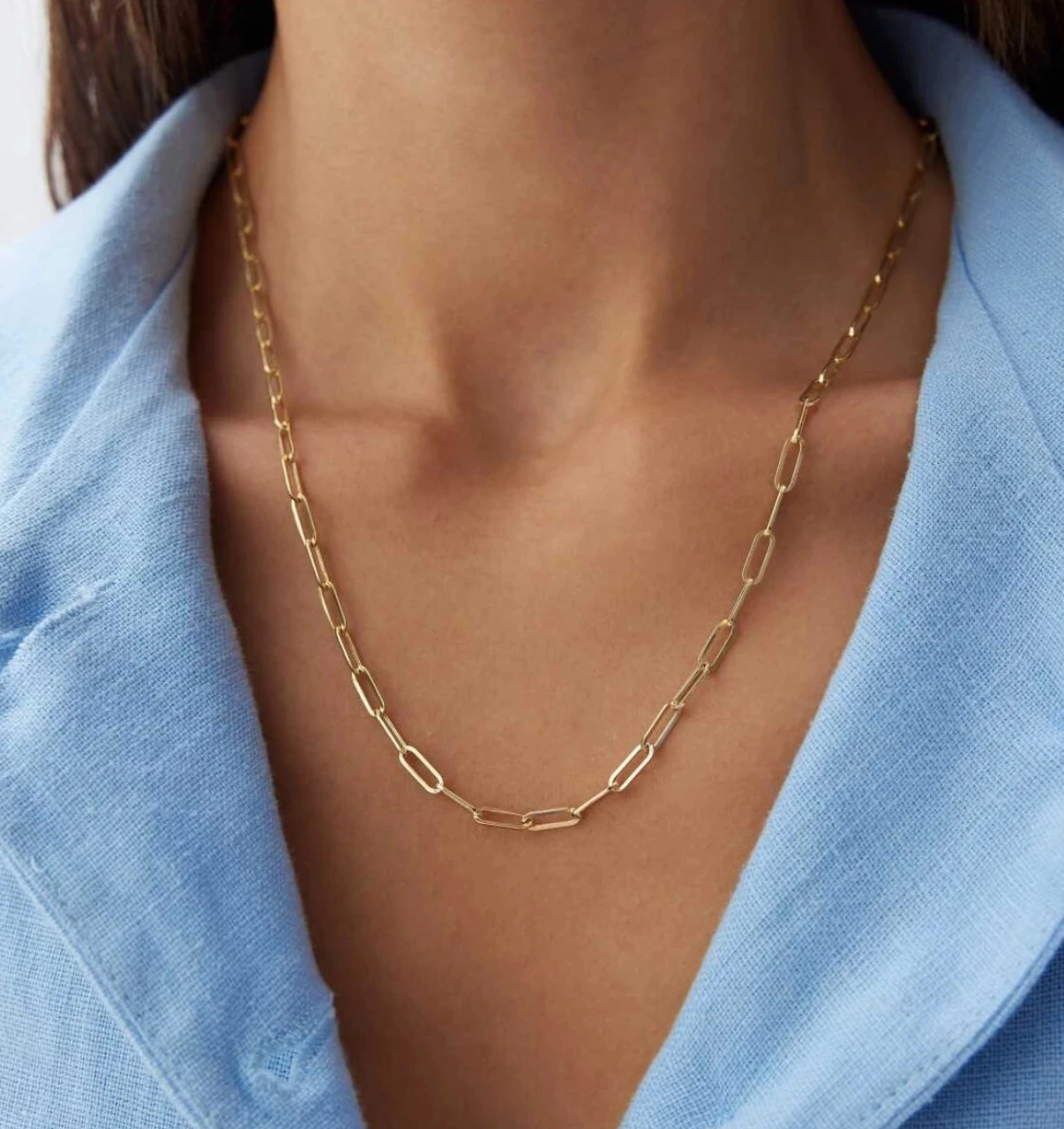 925 Ayar Gümüş Üzeri Altın Kaplama Ataç Model Zincir 