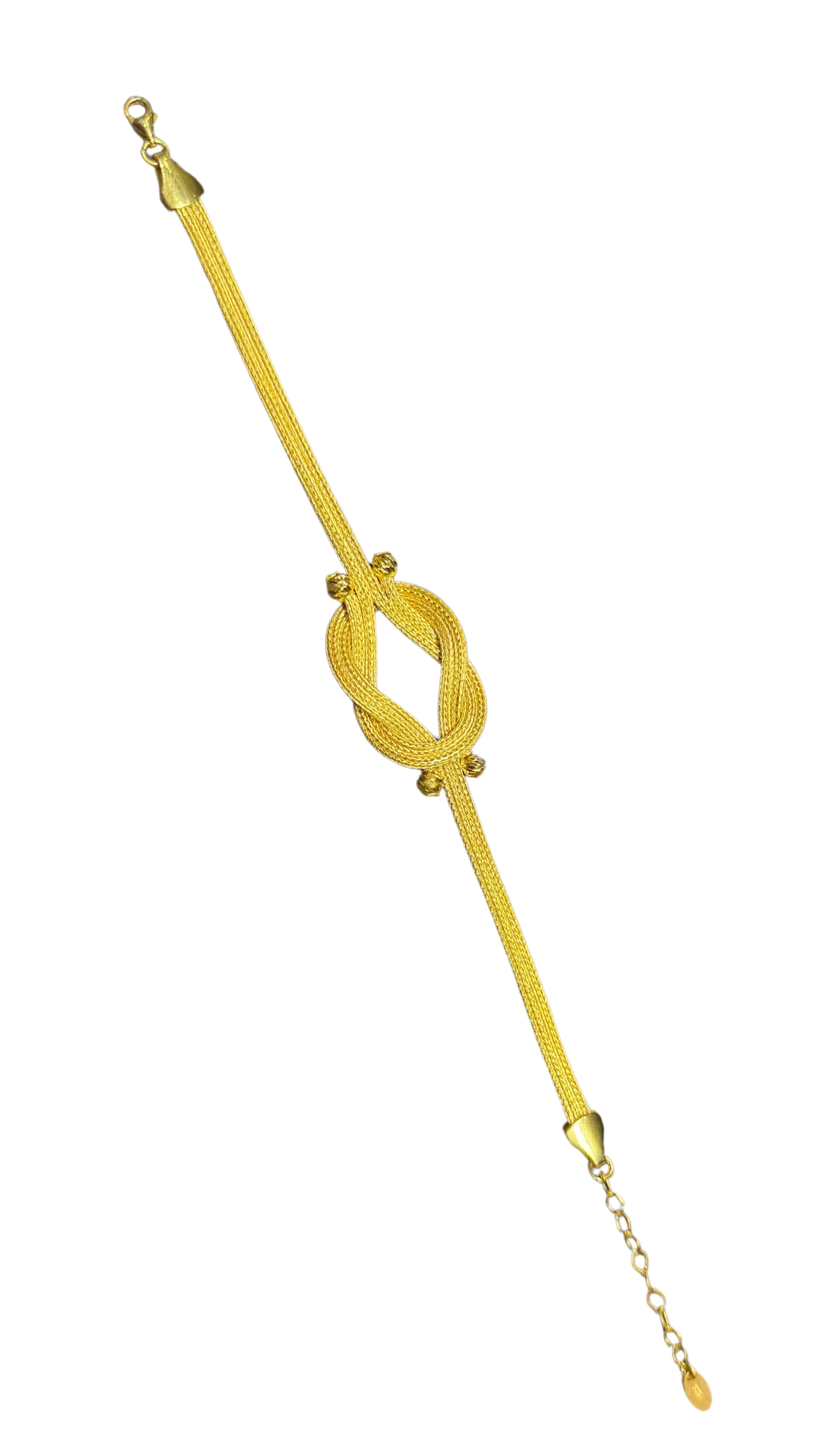 925 Ayar Gümüş Üzeri 22 Ayar Altın Kaplama Hasır Düğüm Model Bileklik