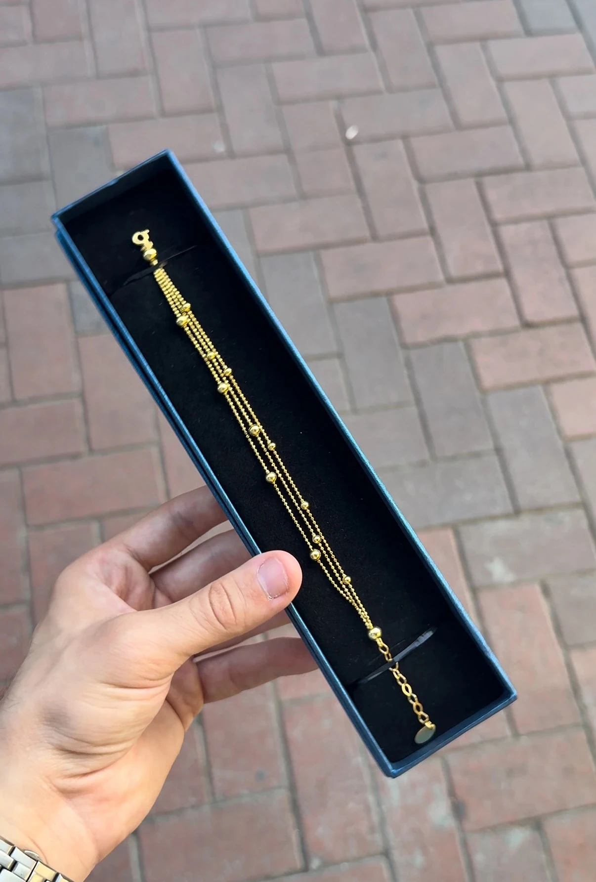 925 Ayar Gümüş Üzerine Altın Kaplama Üç Sıralı Dorika Bileklik