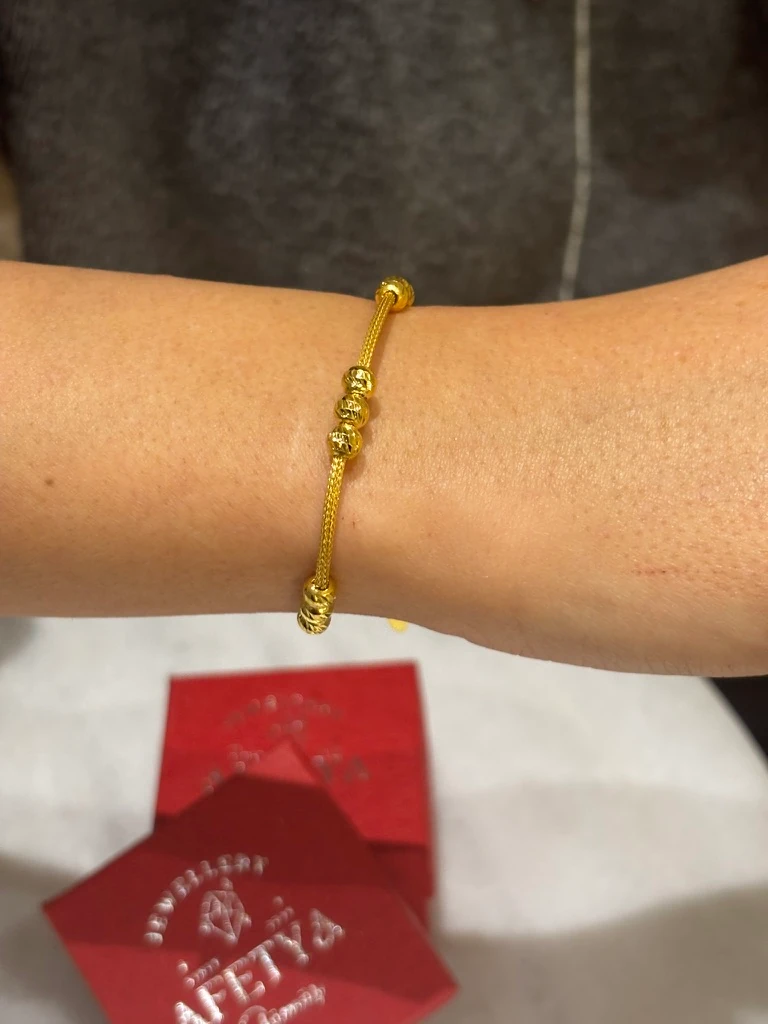 925 Ayar Gümüş Üzerine Altın Kaplama 9 Toplu Dorika Bileklik