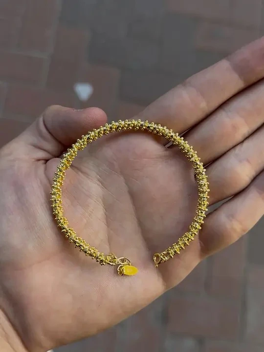 925 Ayar Gümüş Üzerine 22 Ayar Altın Kaplama Niche Model Bileklik