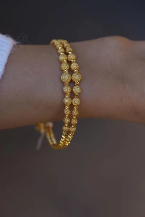 925 Ayar Gümüş Üzerine 22 Ayar Altın Kaplama Çift Sıra Dorika Kelepçe