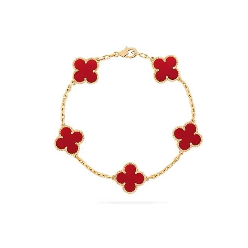 925 Ayar Gümüş Üzeri Altın Kaplama FİRUZE Bileklik  - Kırmızı