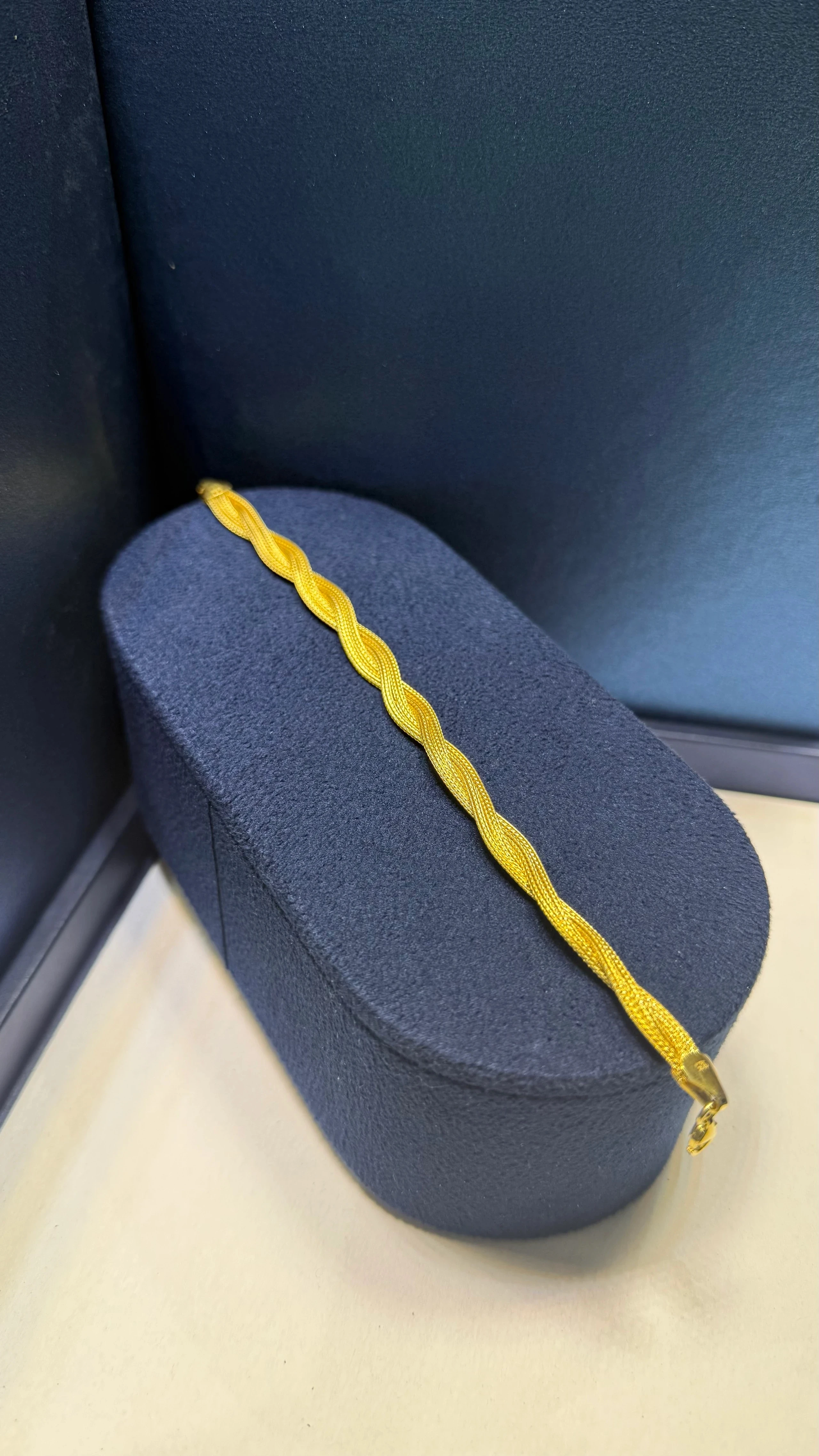 925 Ayar Gümüş Üzeri 22 Ayar Altın Kaplama Kalın Hasır Örgü Bileklik