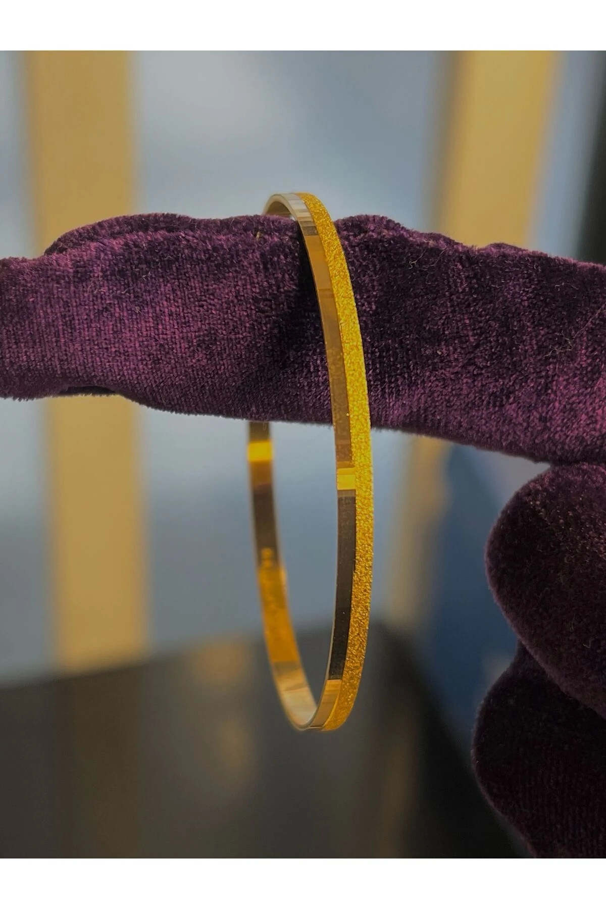 925 Ayar Gümüş Üzeri 22 Ayar Altın Kaplama Yarı Simli Ray Bilezik