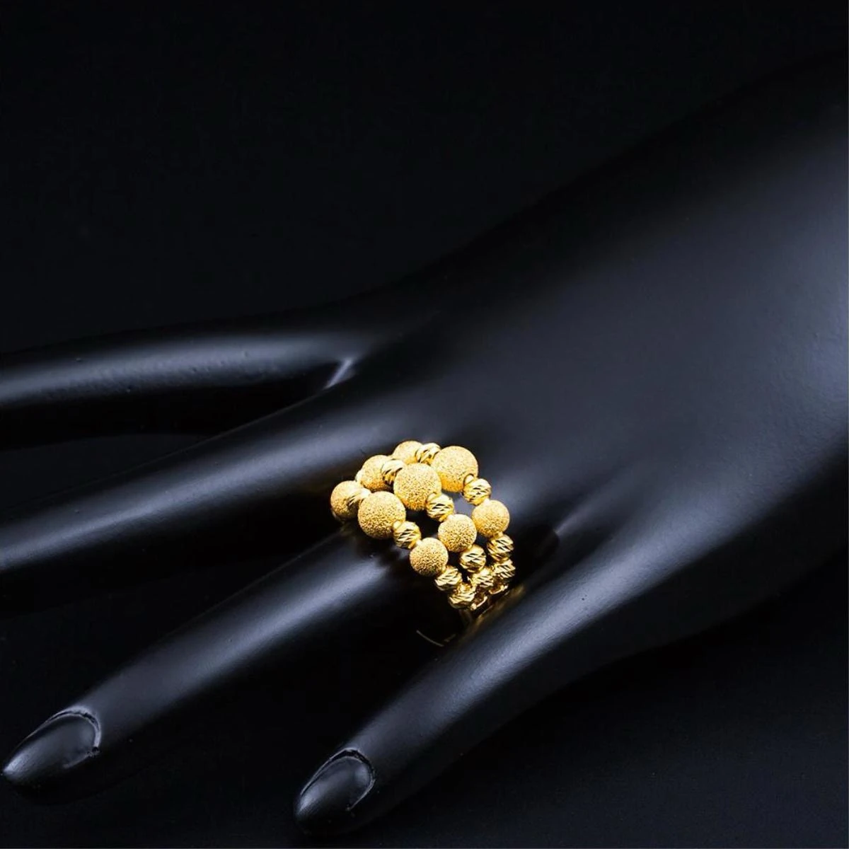 925 Ayar Gümüş Üzerine 22 Ayar Altın Kaplama Üç Sıra Dorika Yüzük