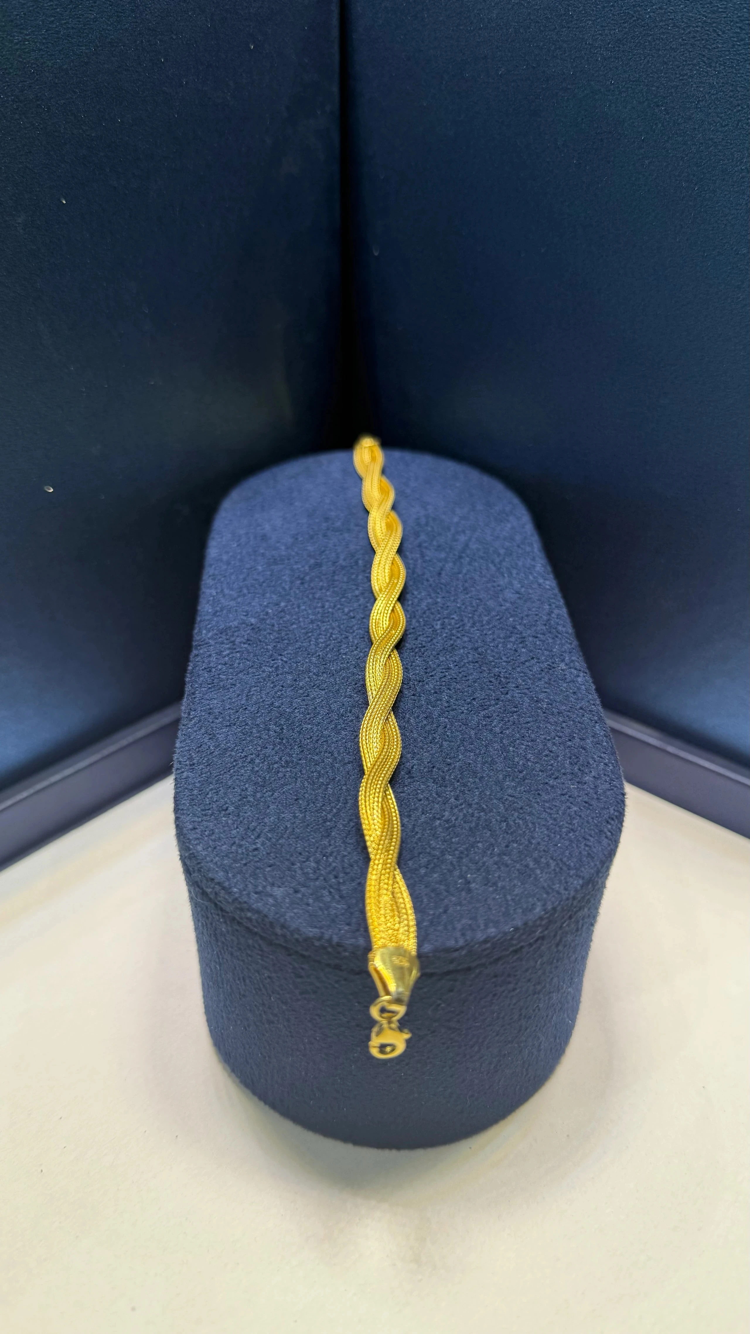 925 Ayar Gümüş Üzeri 22 Ayar Altın Kaplama Kalın Hasır Örgü Bileklik