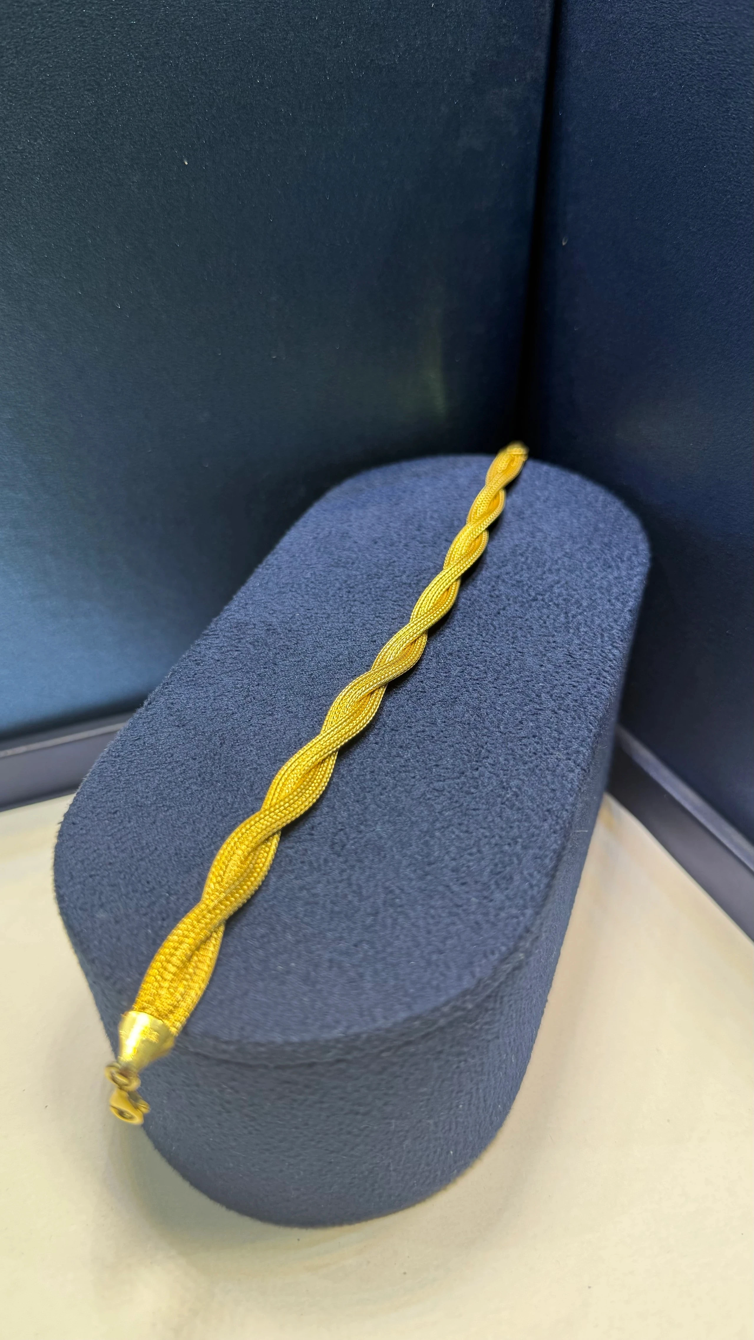 925 Ayar Gümüş Üzeri 22 Ayar Altın Kaplama Kalın Hasır Örgü Bileklik