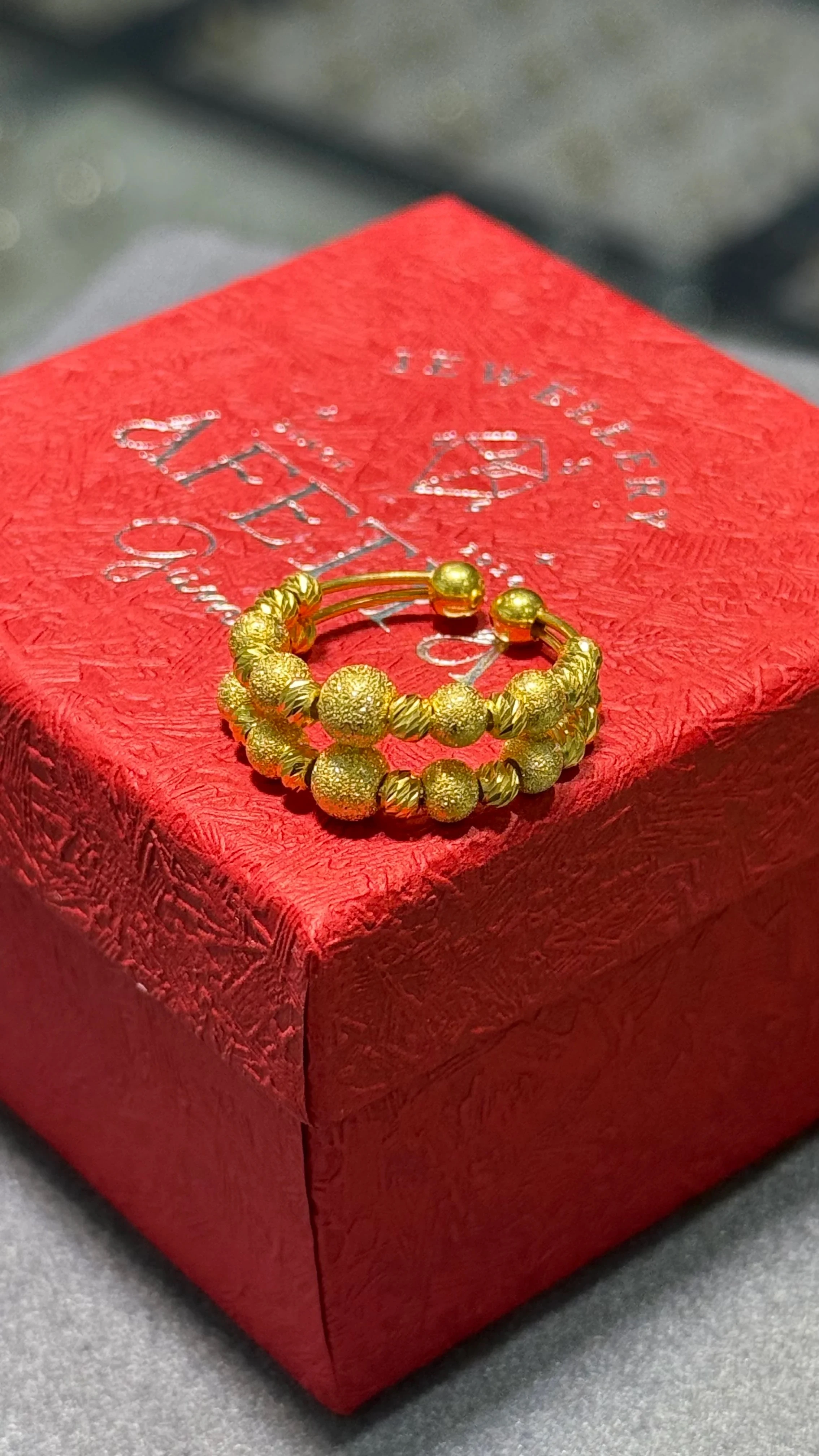 925 Ayar Gümüş Üzerine 22 Ayar Altın Kaplama Çift Sıra Dorika Yüzük 