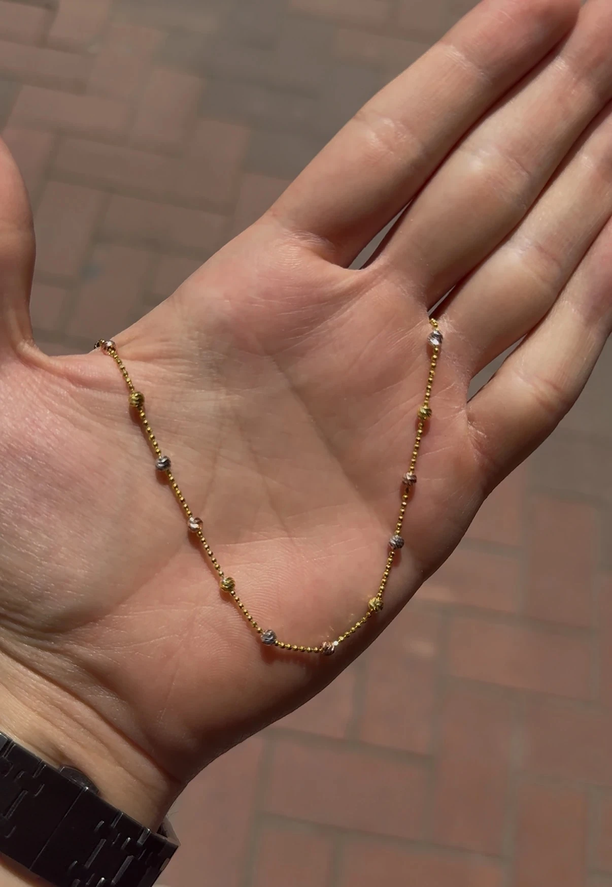 925 Ayar Gümüş Üzeri Altın Kaplama 3 Renkli Dorika Zincir