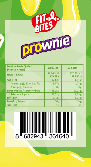 FitBites Prownie High Protein Brownie 50 Gr Lemon Cream