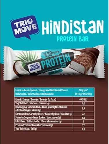 Trio Move Protein Bar 9 Adet X 50 Gr Sütlü Çikolatalı & Hindistan Cevizi