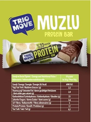 Trio Move Protein Bar 9 Adet X 50 Gr Muz & Sütlü Çikolatalı