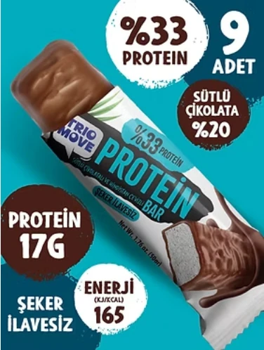 Trio Move Protein Bar 9 Adet X 50 Gr Sütlü Çikolatalı & Hindistan Cevizi