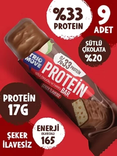 Trio Move Protein Bar 9 Adet X 50 Gr Sütlü Çikolatalı & Fındıklı