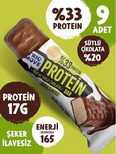 Trio Move Protein Bar 9 Adet X 50 Gr Muz & Sütlü Çikolatalı