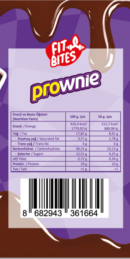 FitBites Prownie High Protein Brownie 50 Gr Chocolate Cream