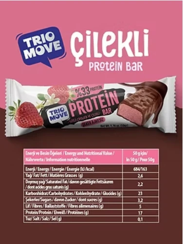 Trio Move Protein Bar 9 Adet X 50 Gr Çilekli Çikolata & Vanilya