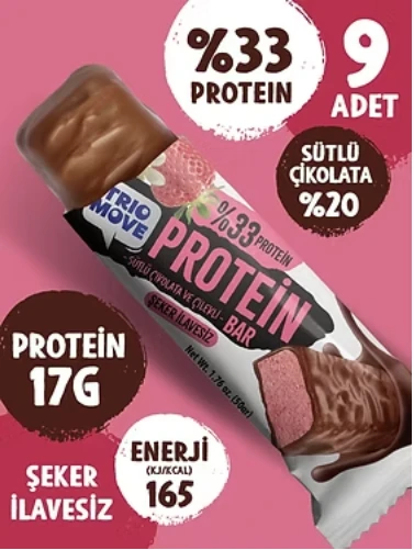 Trio Move Protein Bar 9 Adet X 50 Gr Çilekli Çikolata & Vanilya
