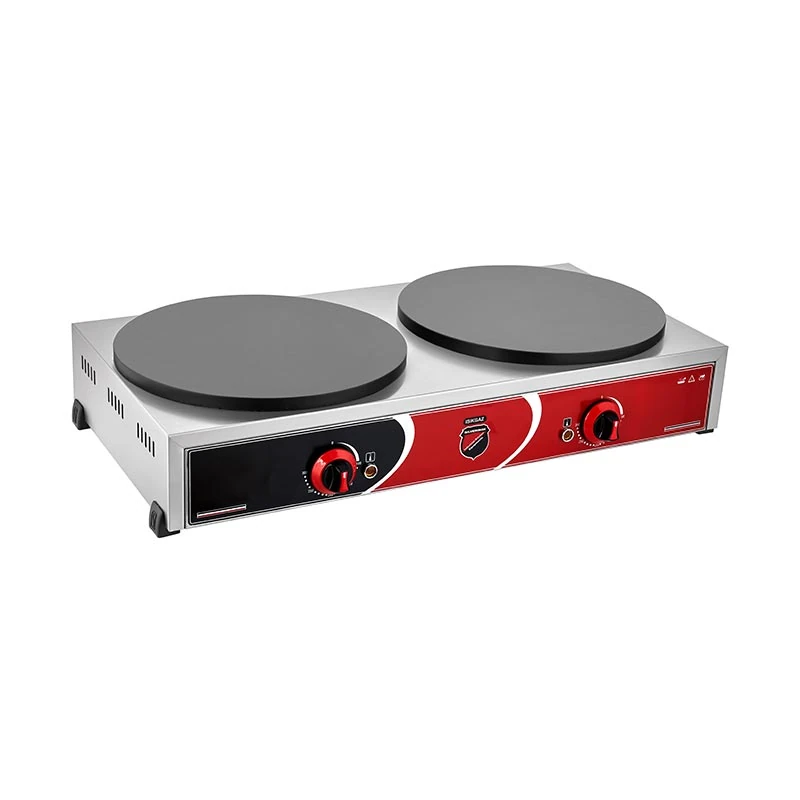 SilverInox Pleyt Krep Makinesi, İkili, 40 cm, Doğalgazlı, Inox