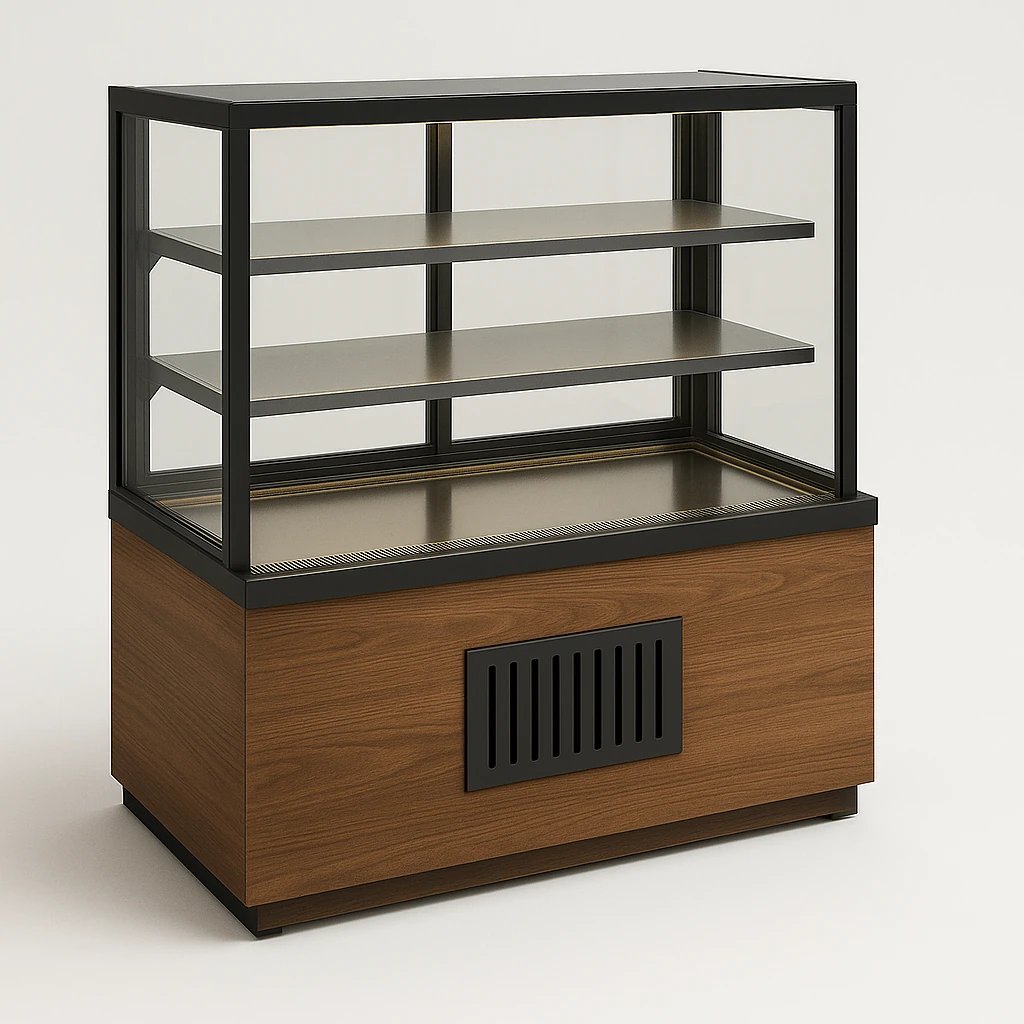 Dik Camlı Pasta Teşhir Dolabı, Ahşap Mobilya Detaylı