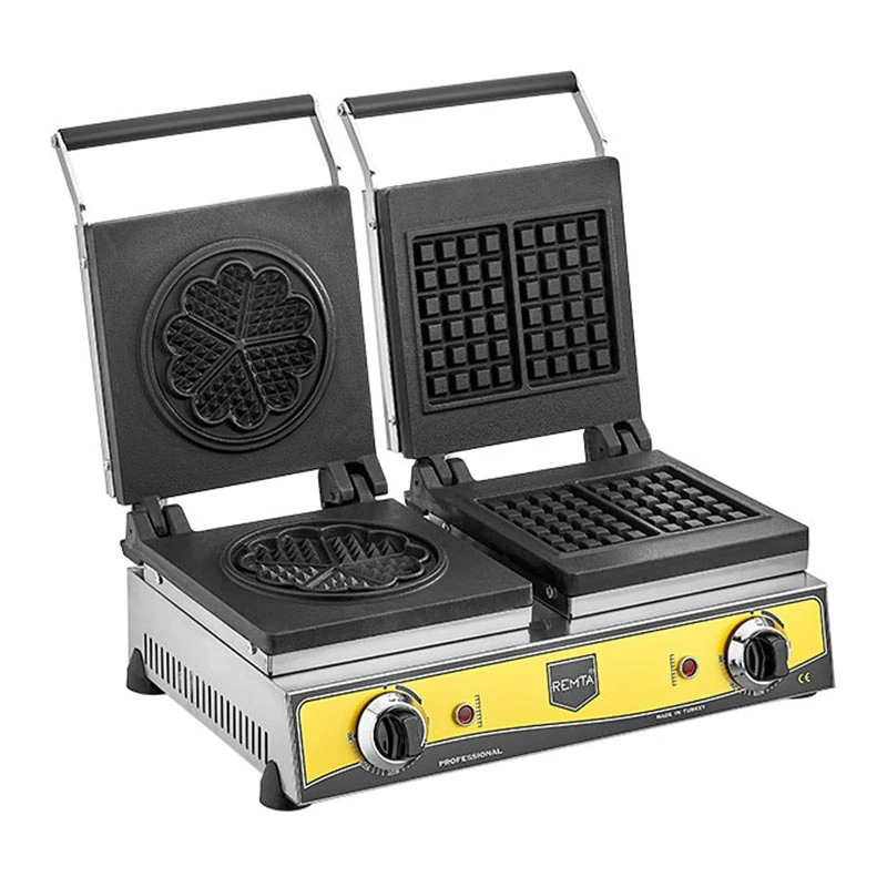 Remta İkili Waffle Makinesi Kare ve Çiçek Model , Elektrikli (21 cm)