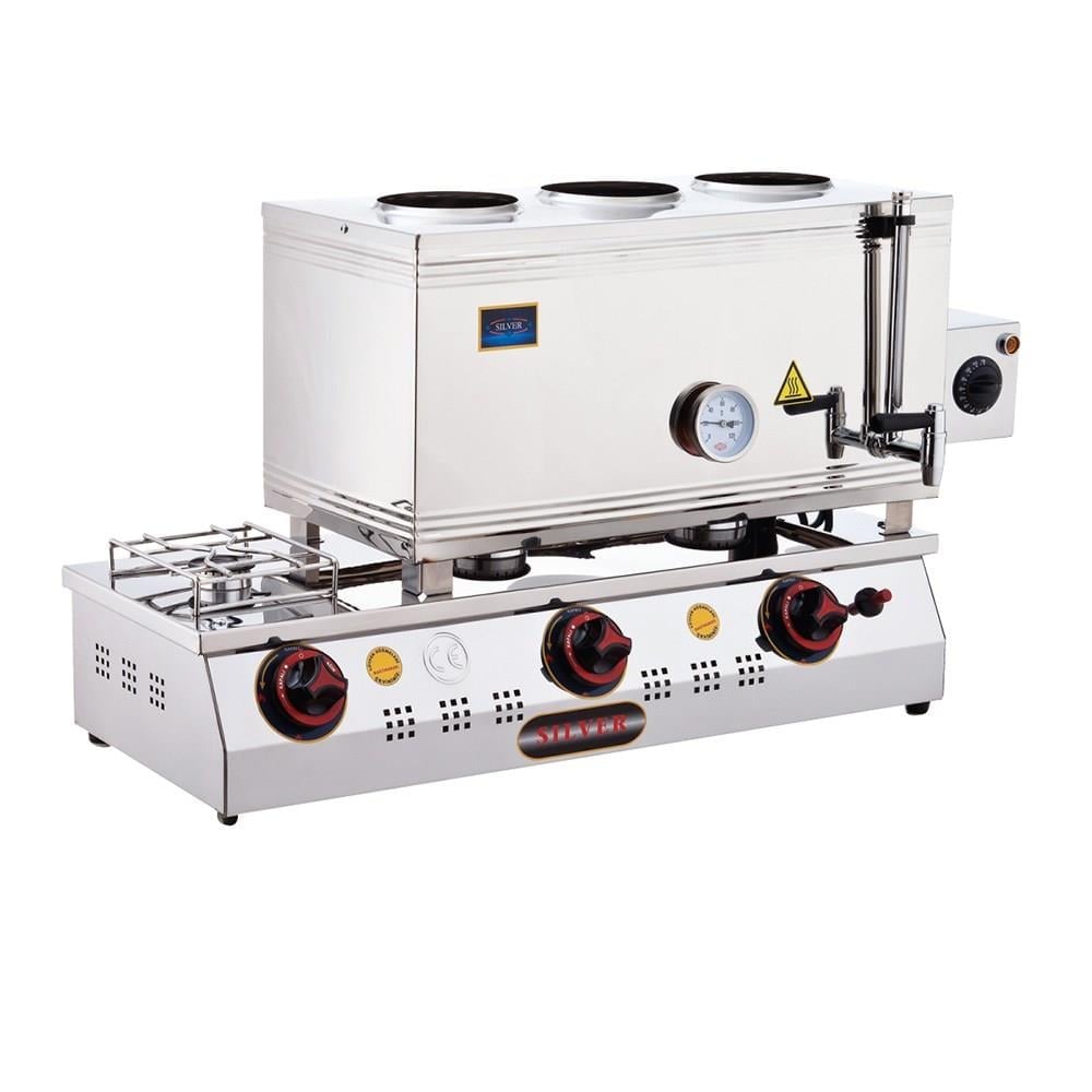 Işıkgaz Silver ( Doğalgaz / Tüplü ) Elektrikli 40 Litre 3 Demlikli Çay Kazanı