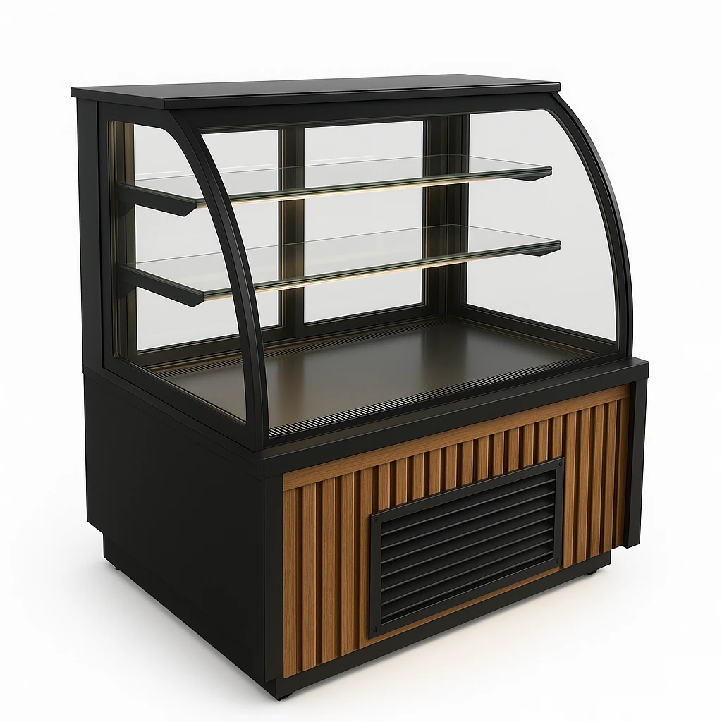 Bombe Camlı Pasta Teşhir Dolabı, Ahşap Mobilya Detaylı