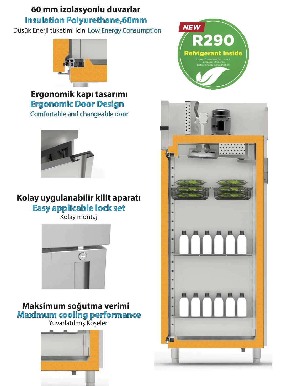 Kayalar Çift Kapılı Derin Dondurucu, Dikey Tip